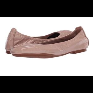 TORY BURCH NIB PATENT SOFT NAPPA LEATHER EDDIE BALLET FLATS GOAN SAND BLUSH 8.5